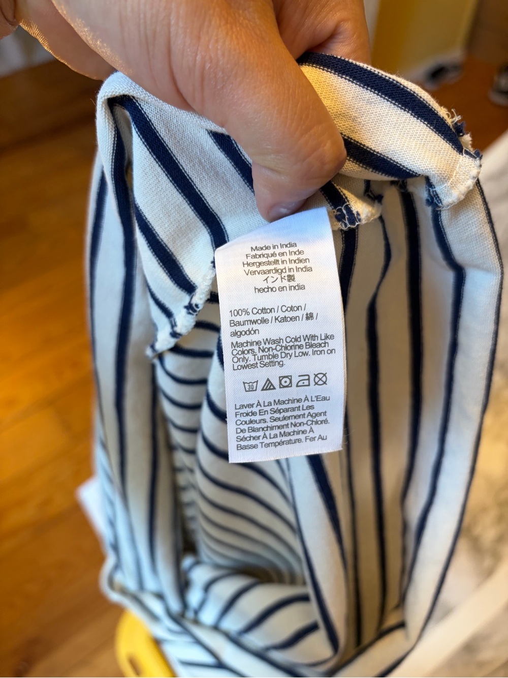 J. Crew Navy and White Striped Muscle Tee 100% cotton size L - Picture 3 of 8